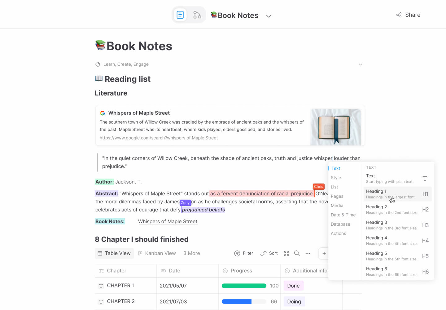 Block-based docs editor with rich formatting