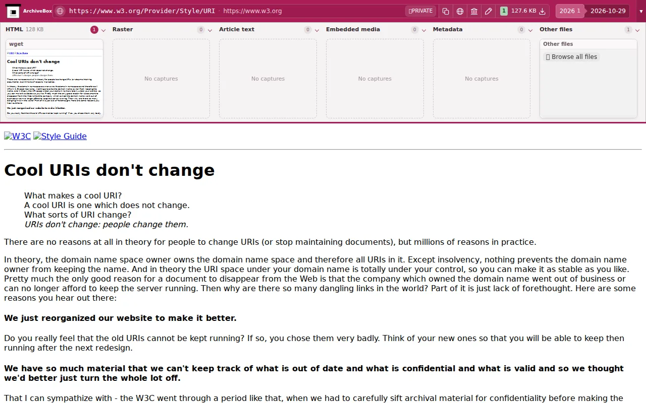 Revisit a saved copy of a web page.