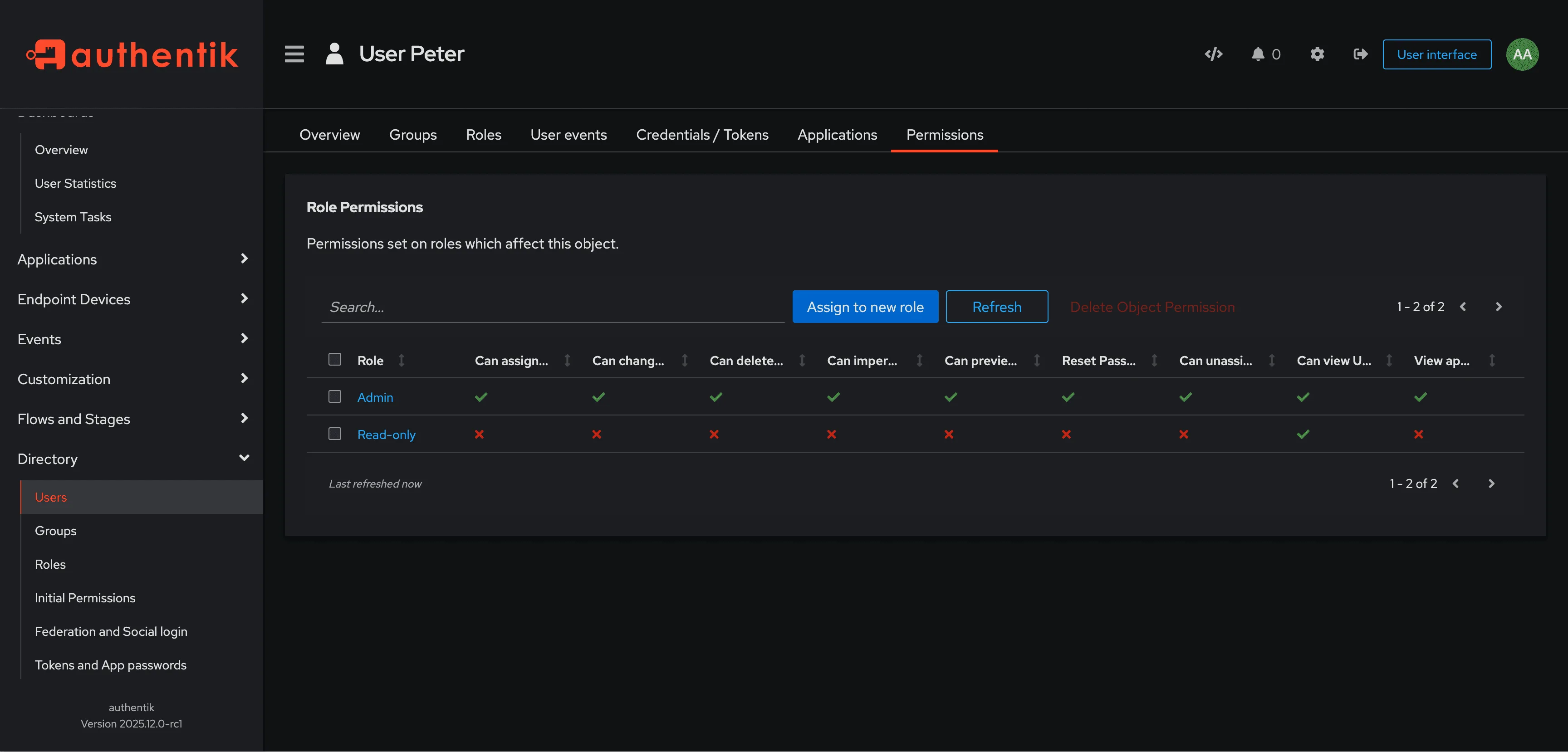 Users and groups: directory, roles and access control