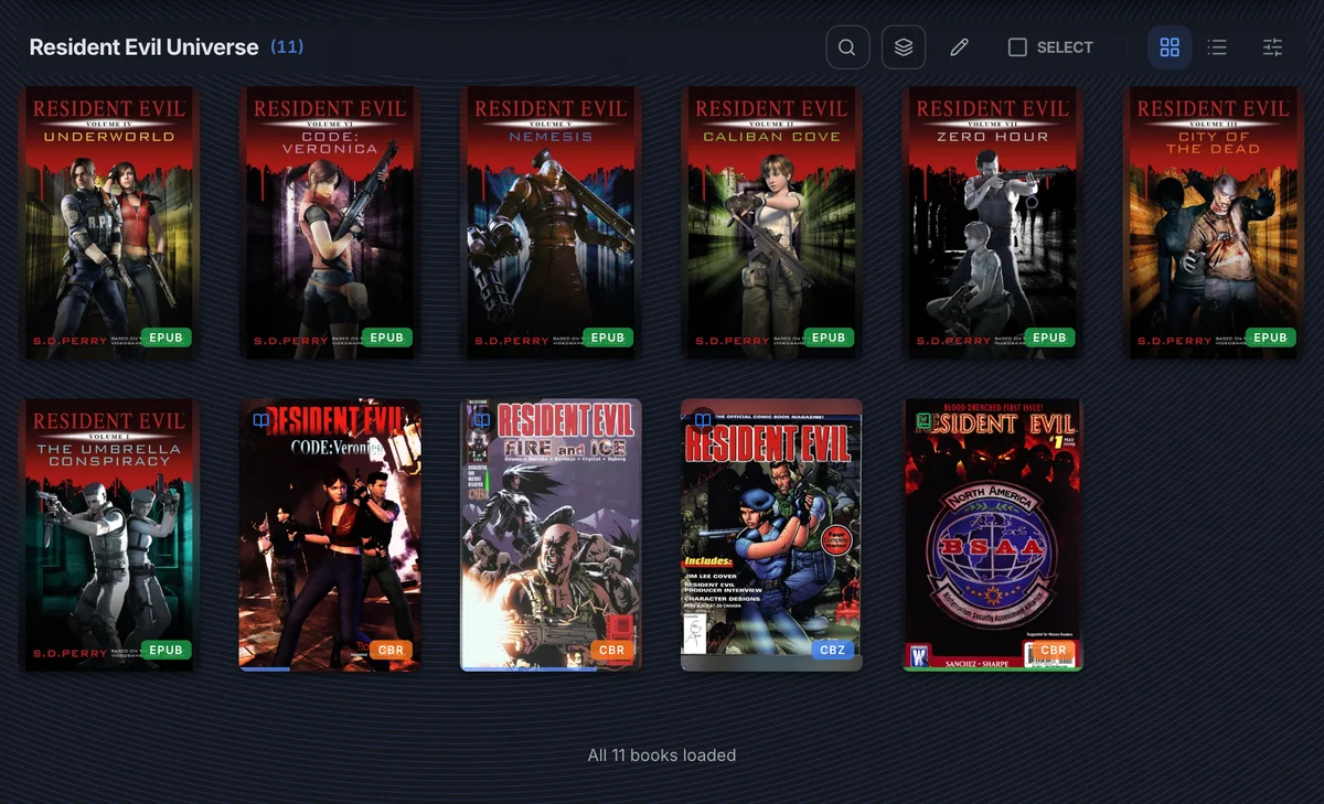 Organize your library into collections: EPUB, PDF, comics and audiobooks side by side