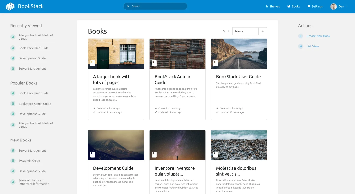 Organize documentation into shelves and books