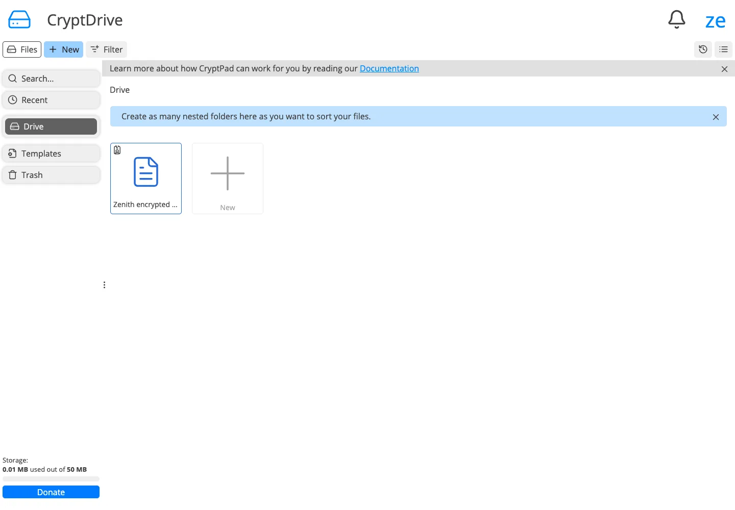 Organize encrypted documents, boards, forms, and diagrams in CryptDrive.