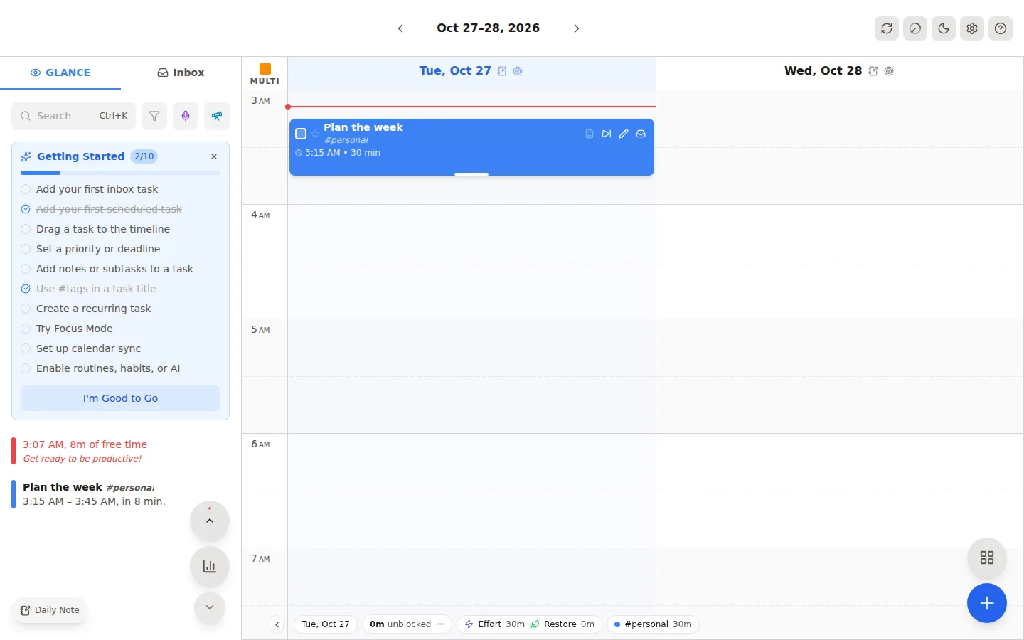 Place a task on a daily schedule.