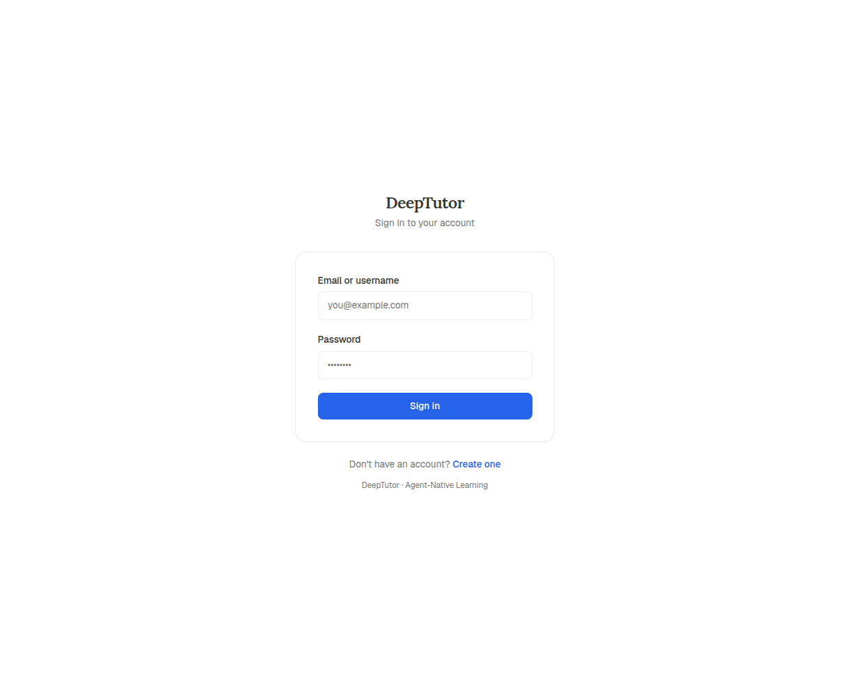 Sign-in page for the account created when the deployment starts