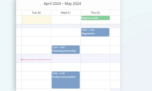 Shared calendar of meetings, calls, and tasks across your team