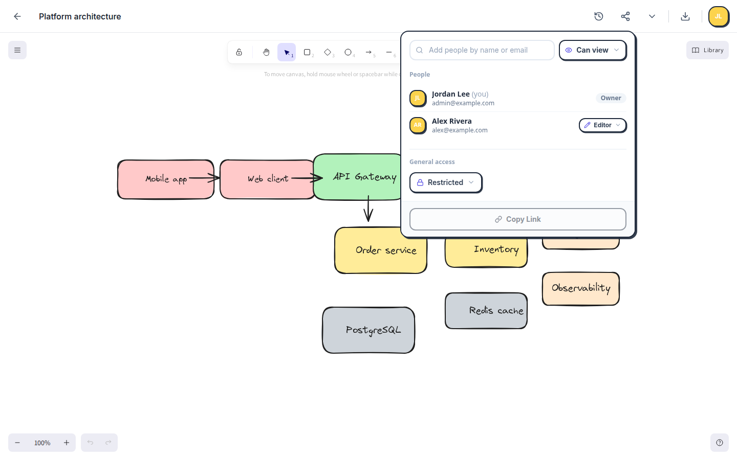 Share links and access for view or edit
