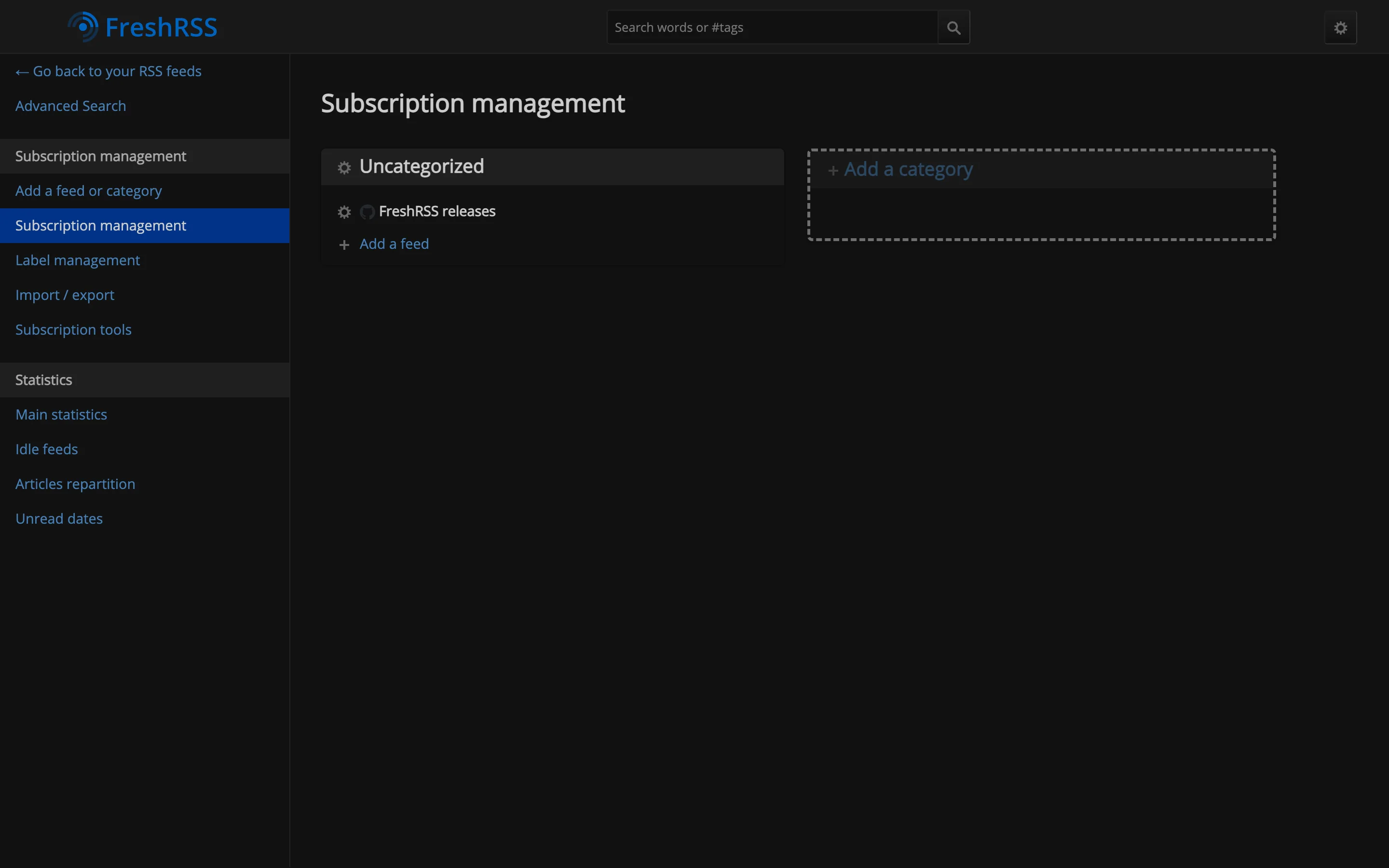 Managing subscriptions and categories