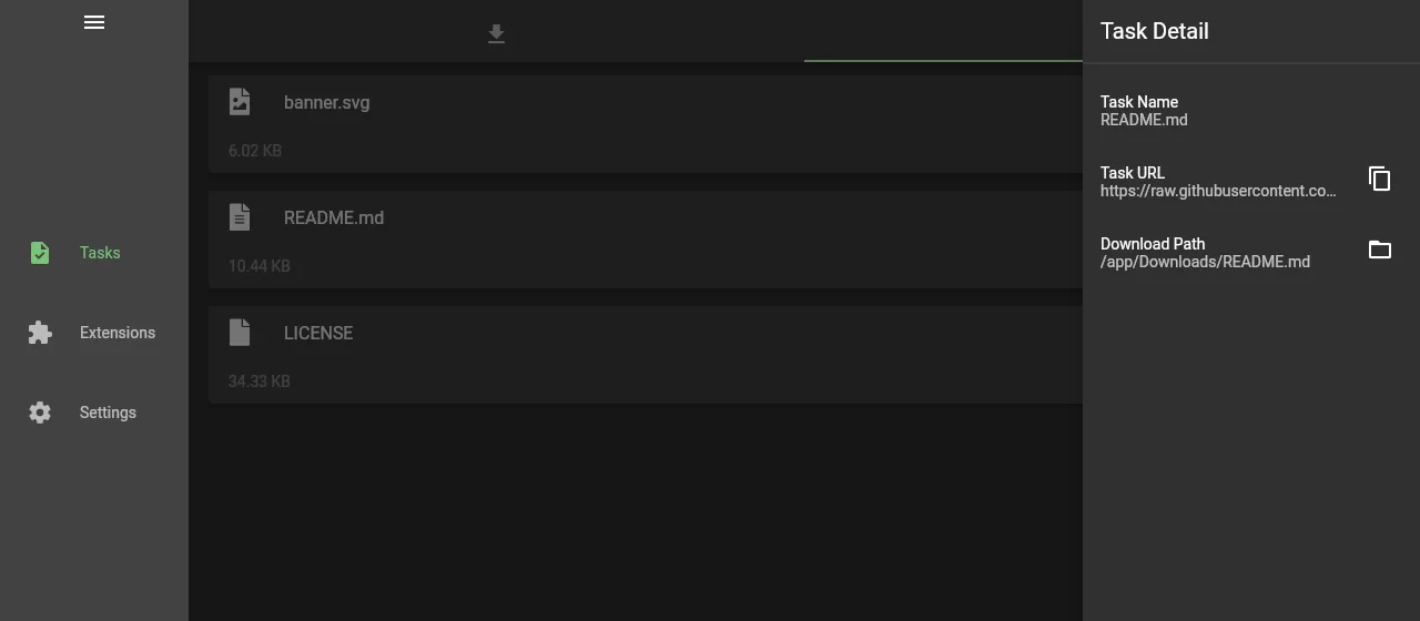 Inspect a download's source and saved file path.