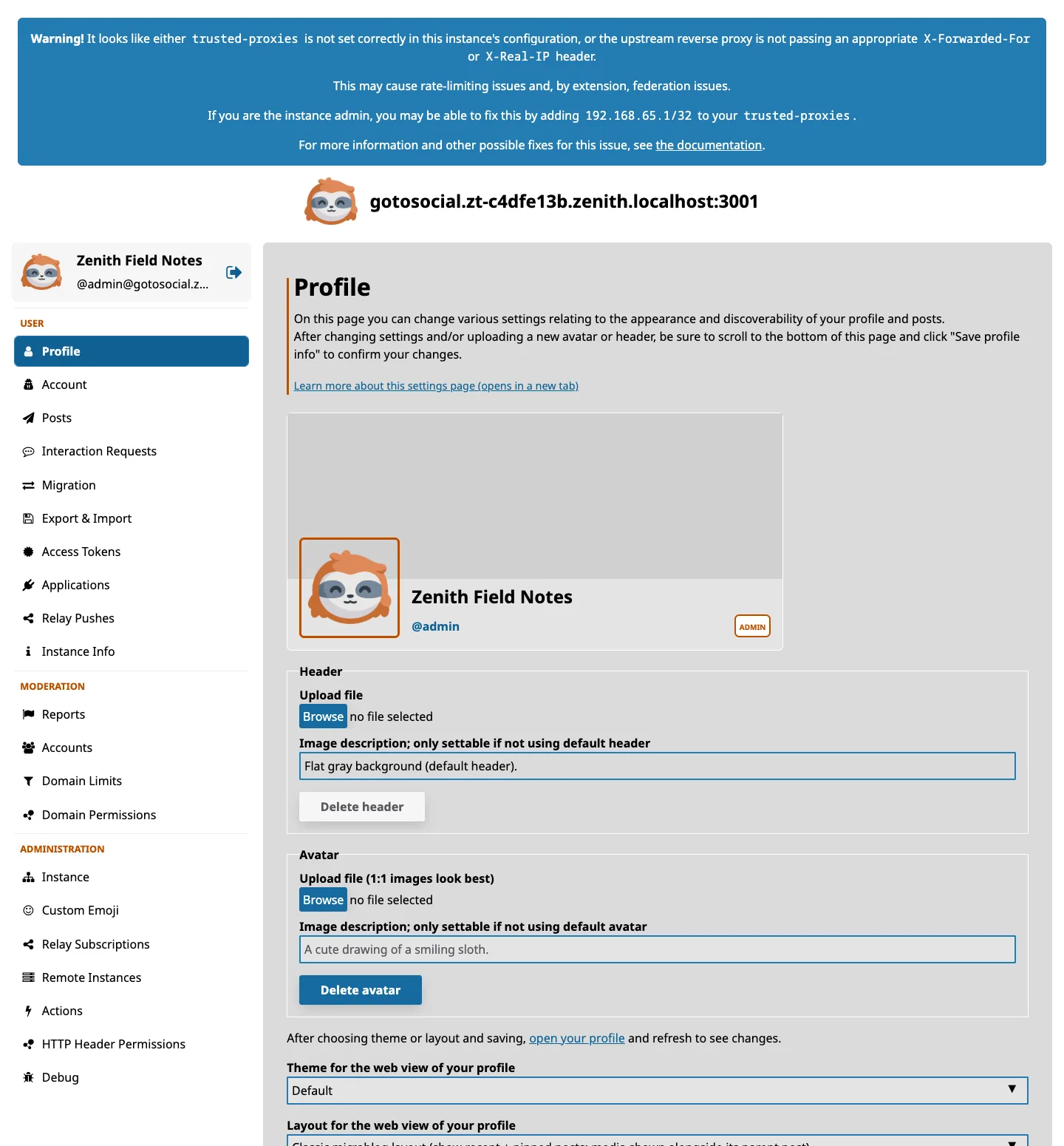 Built-in profile and account settings