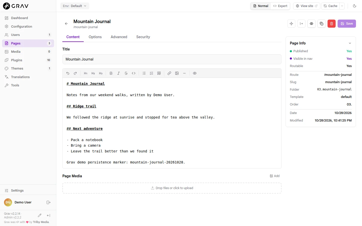Write and edit a page in your browser.