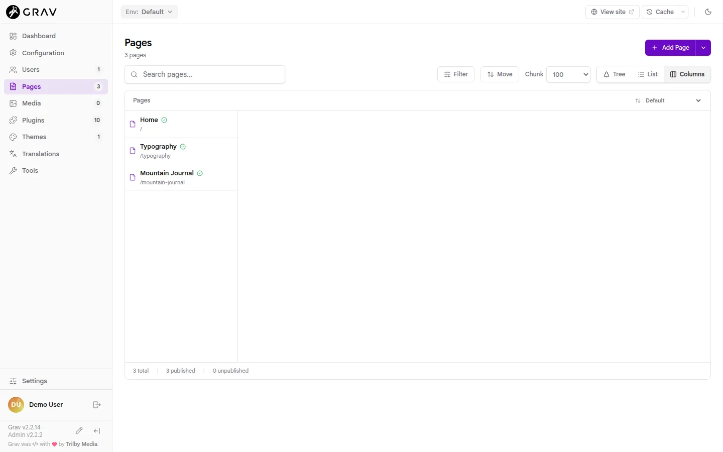 Organize your website pages in the admin panel.