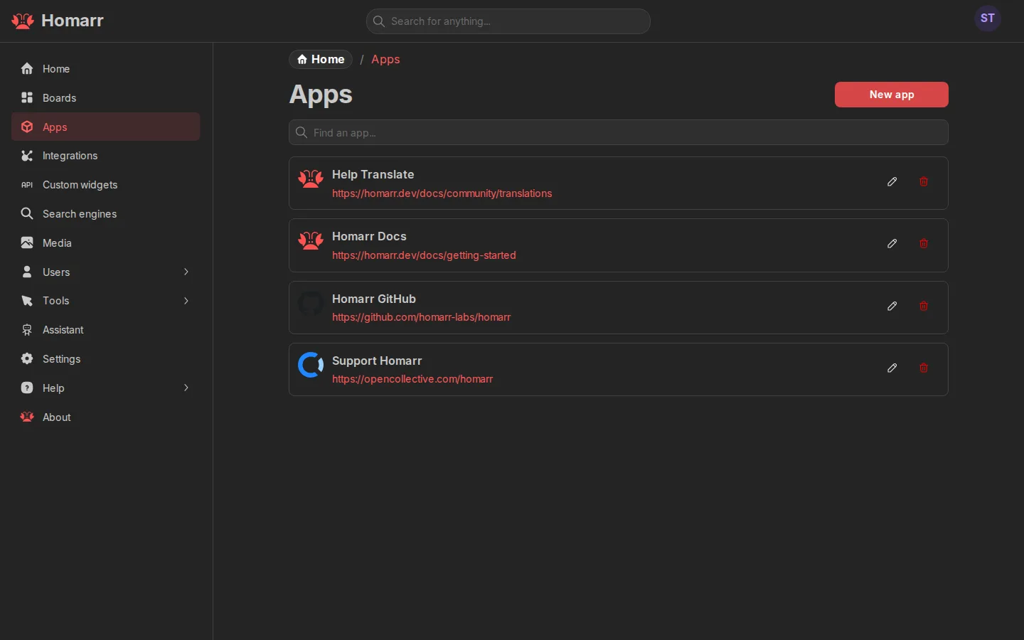 Manage apps, integrations, and search engines from one place