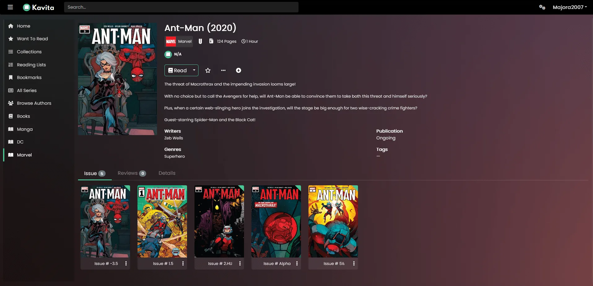 Ebooks, comics and manga side by side in one organised collection