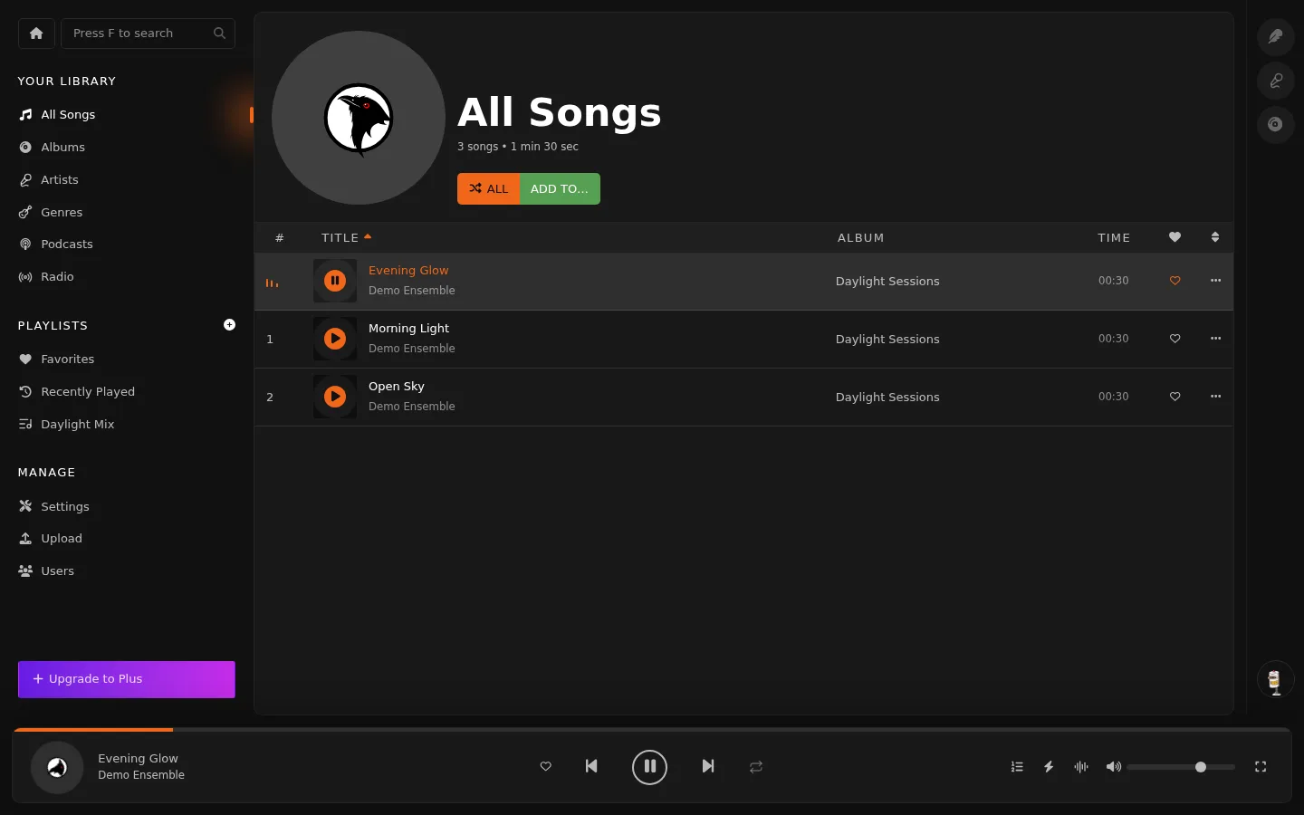 Browse your music library and play your songs.