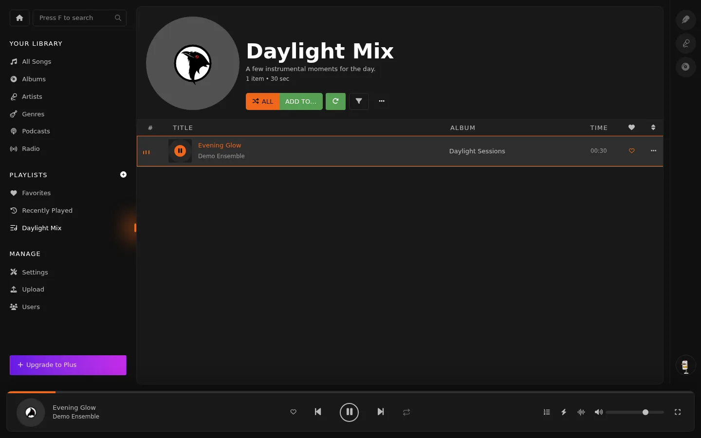 Organize your songs into playlists.
