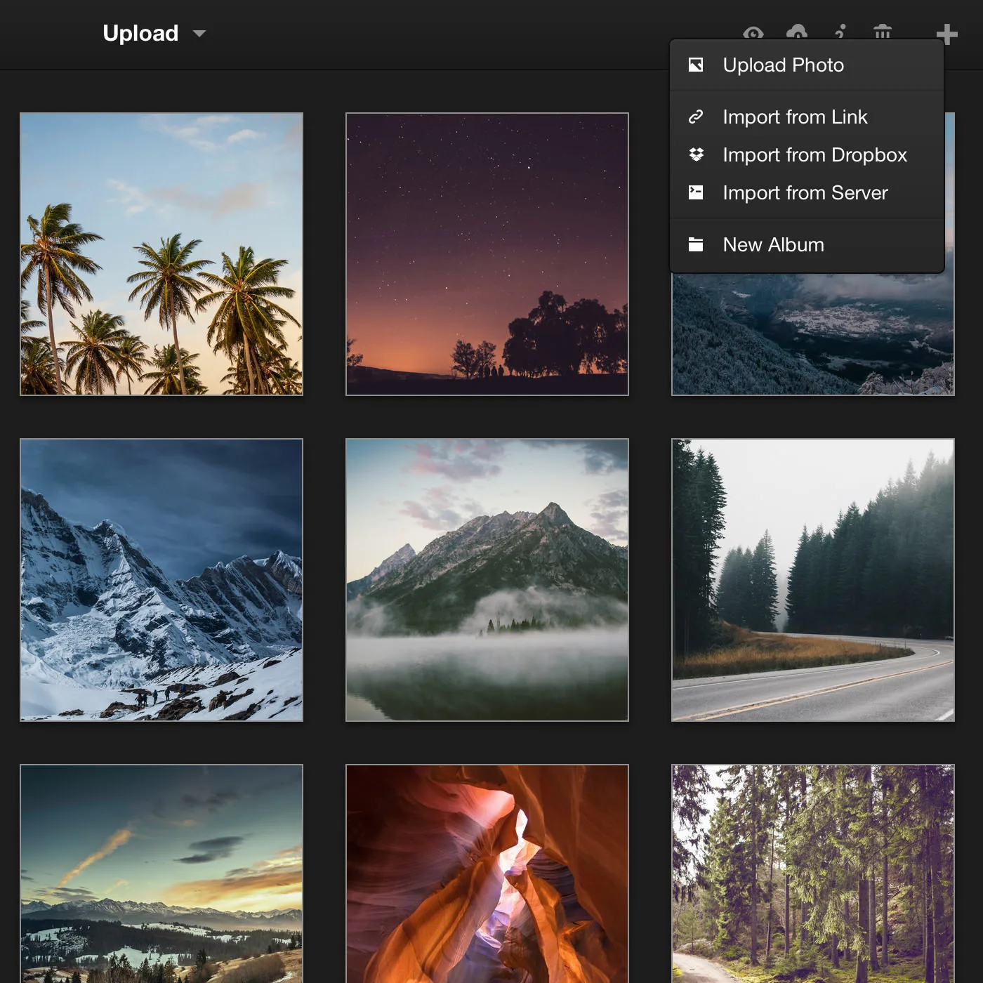 Your photos in full resolution, organized into albums