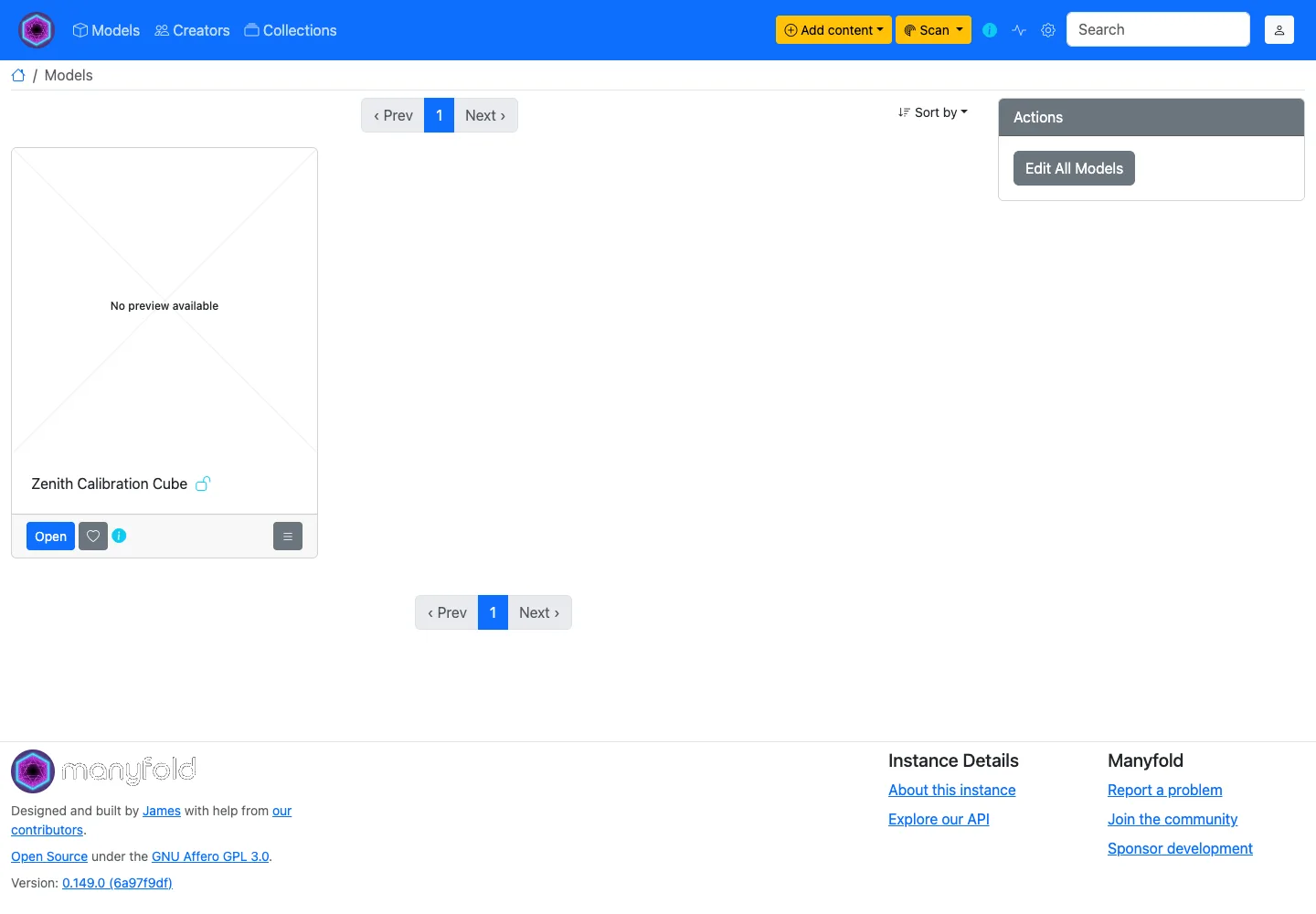 Browse a private model library and open its printable files