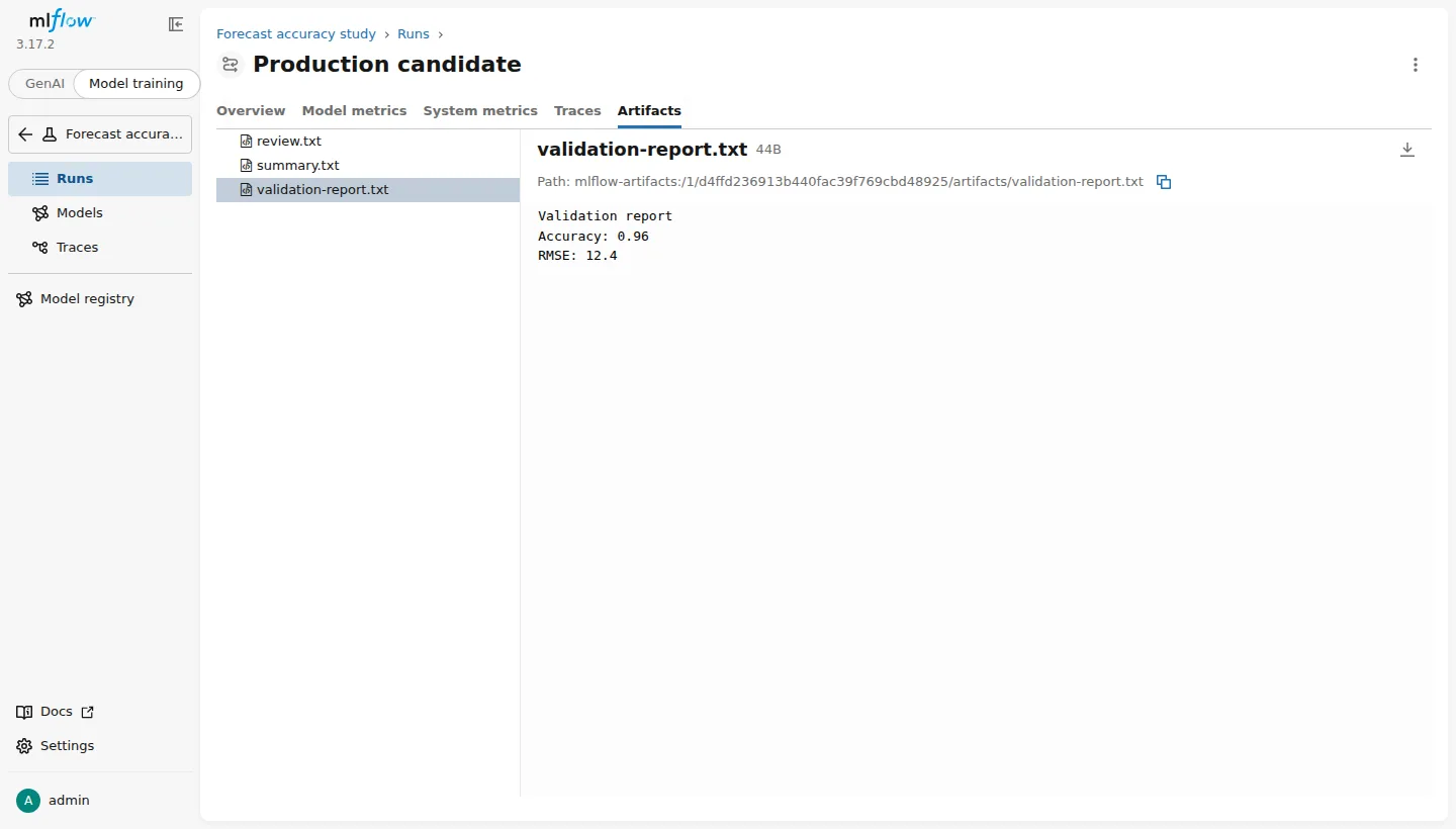 Read reports and retrieve the files logged with each run.