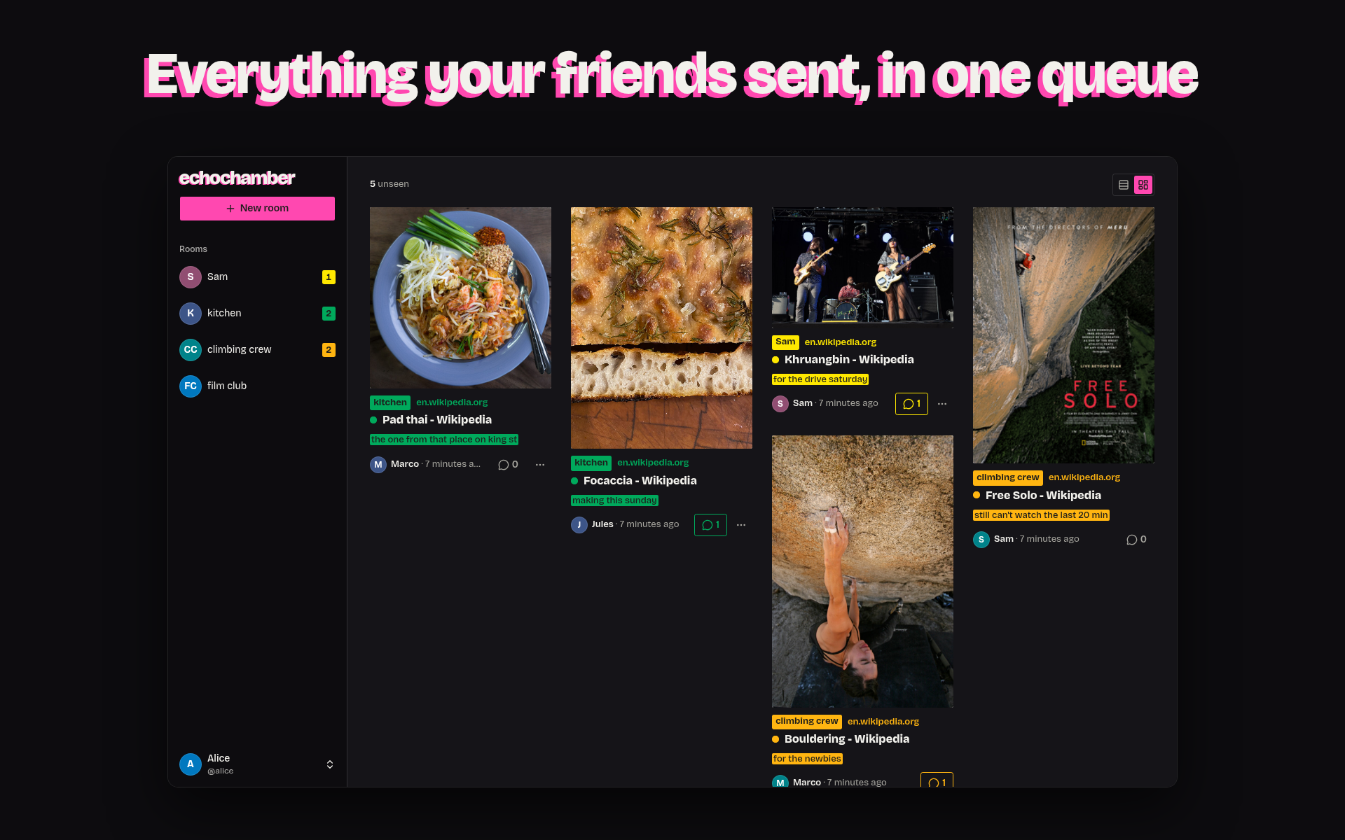 echochamber: Everything your friends sent, in one queue