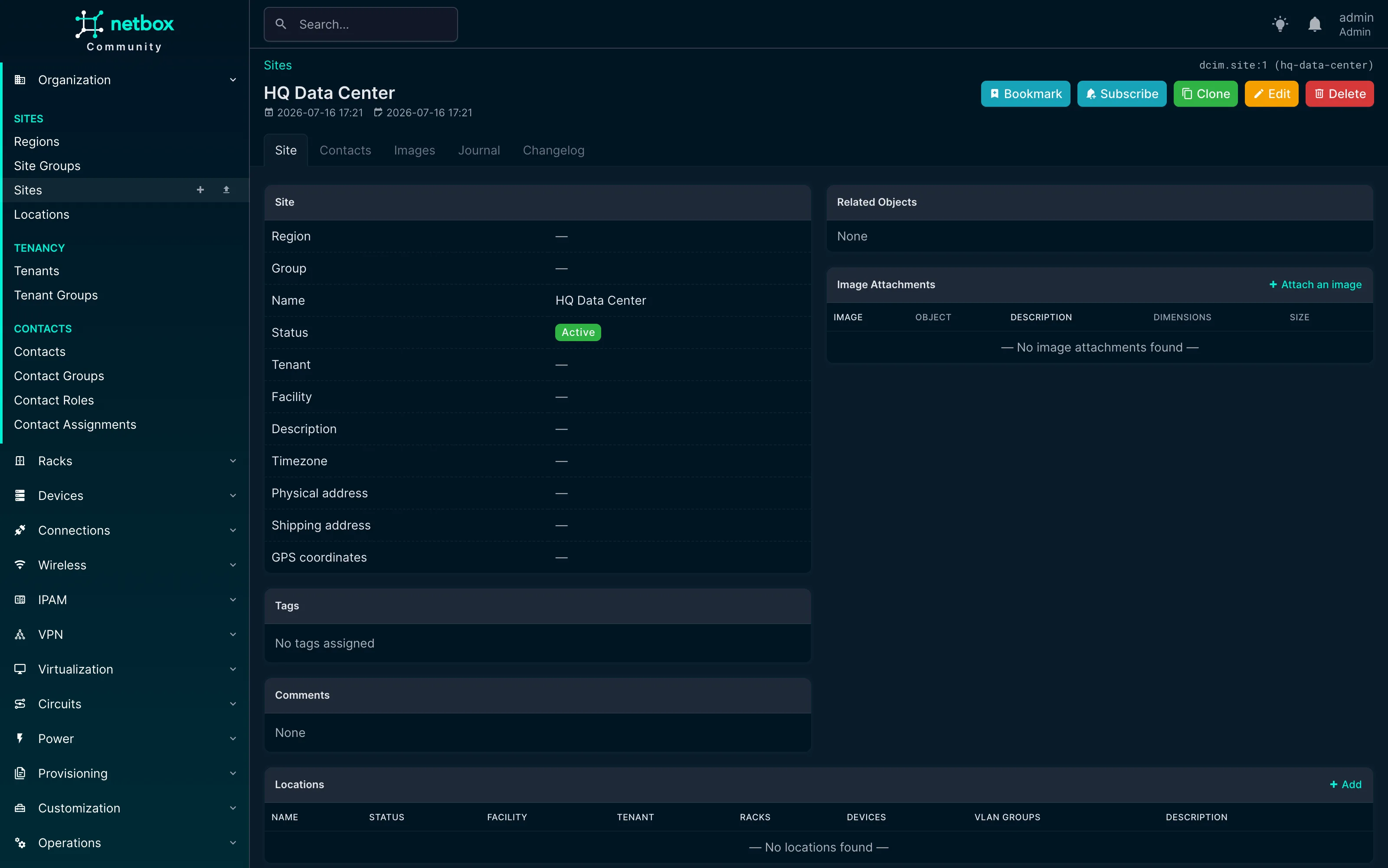 DCIM: sites, racks and devices as your physical inventory