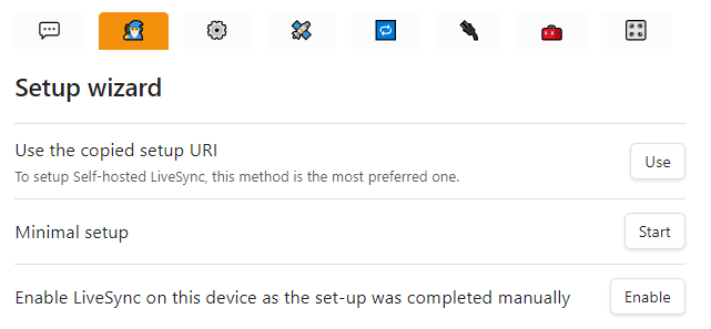 Quick setup wizard for end-to-end encrypted live sync
