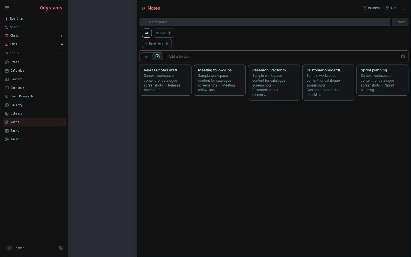 Grid of notes and to-dos with search, tags, and reminders in one pane.