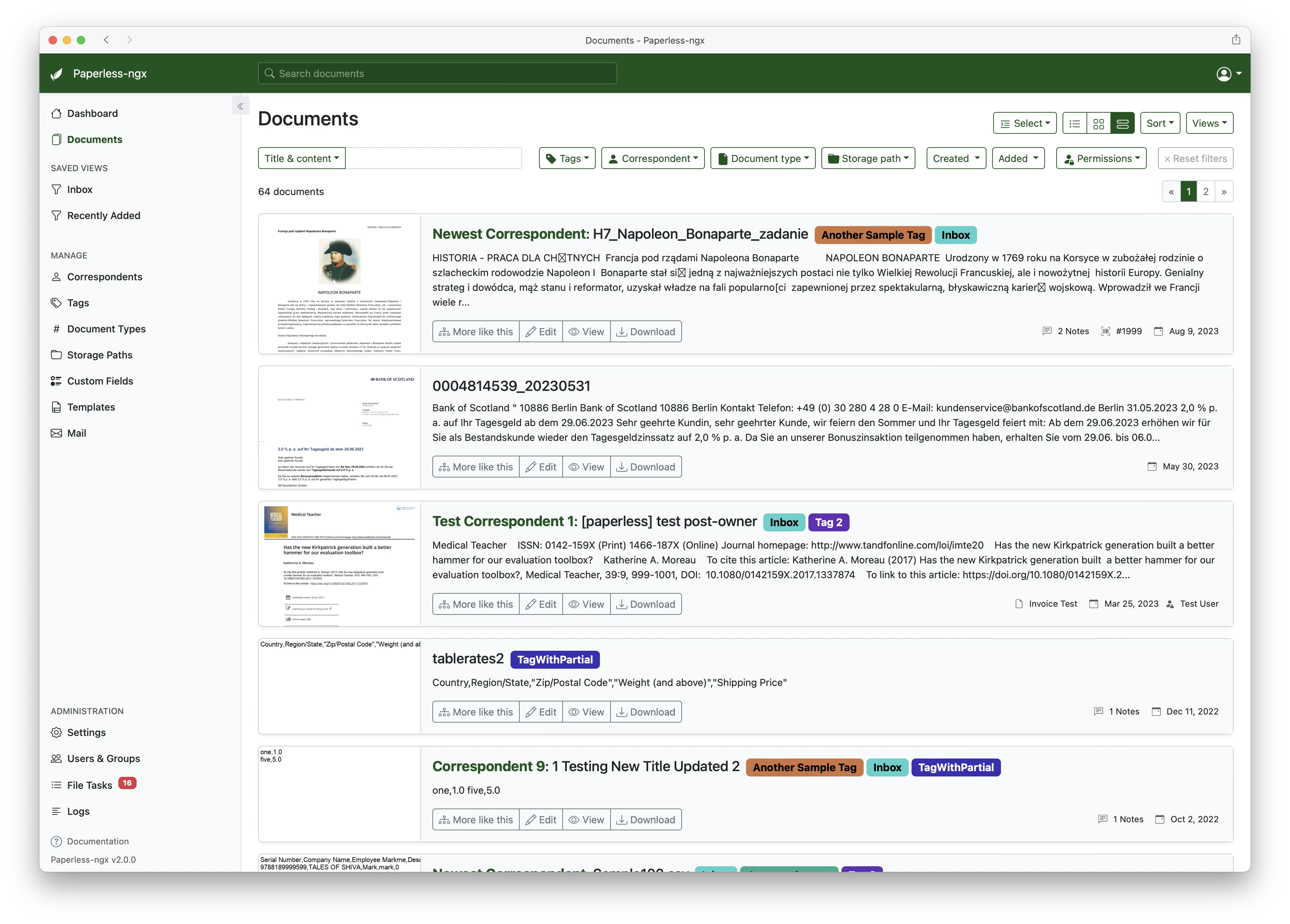 Browse, filter and full-text search your entire document archive