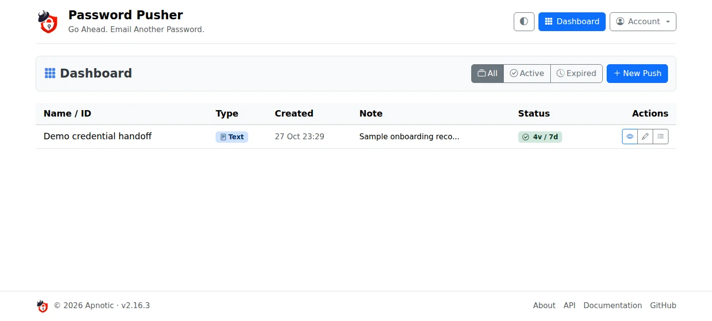 Track active secret links and their remaining views.
