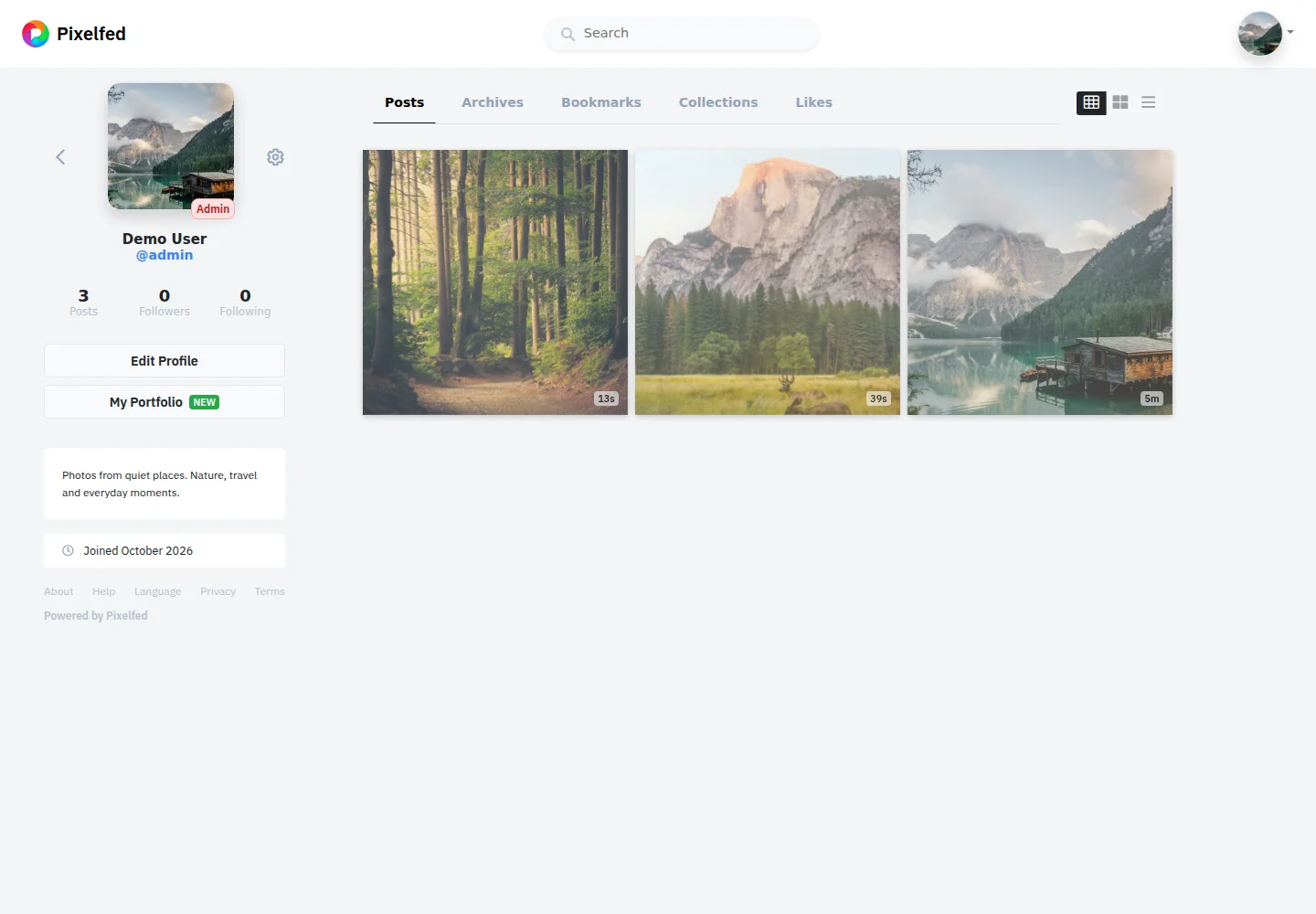 View a photographer's posts and albums.