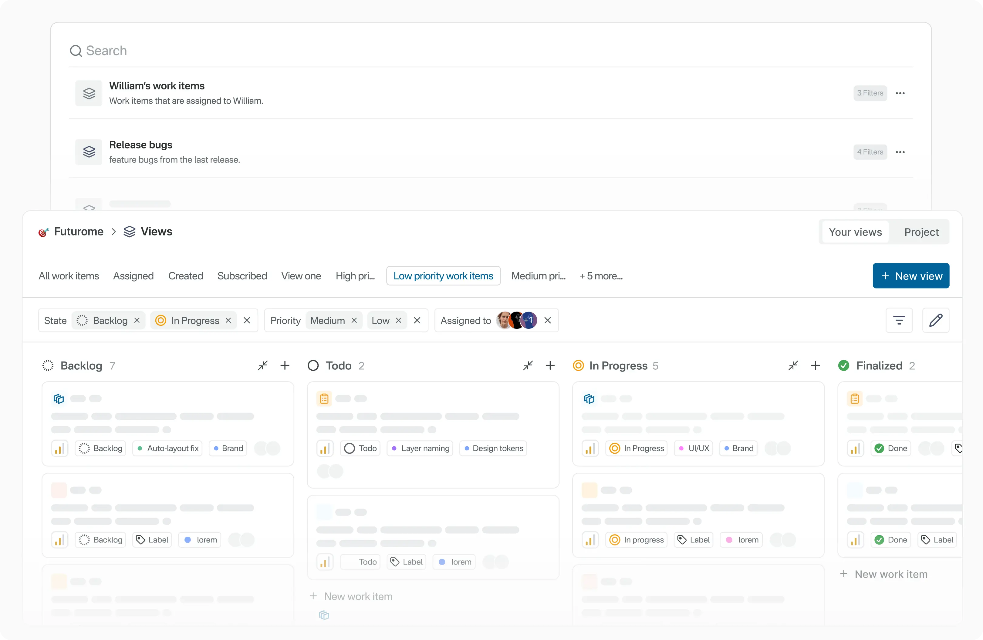 Custom views: filter and save any slice of your work items