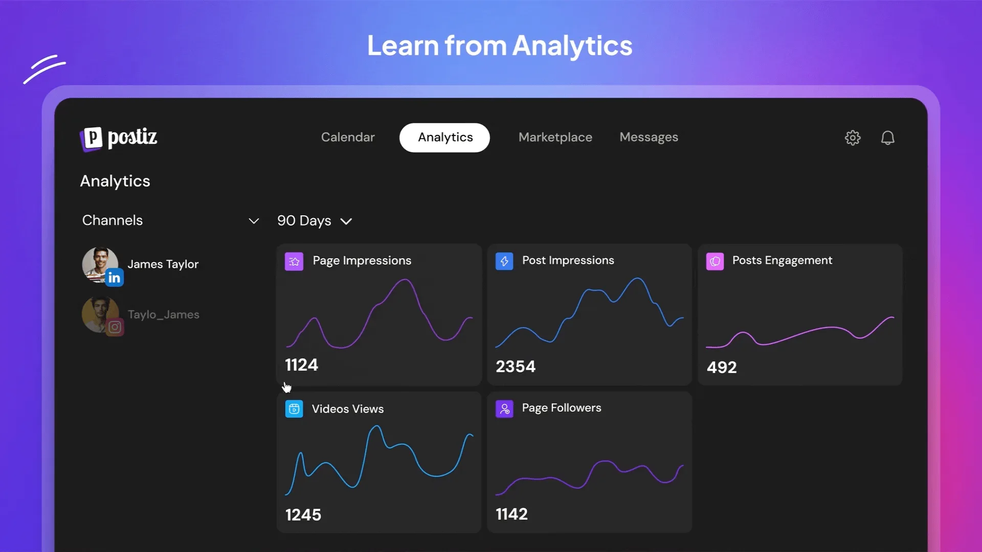 Track impressions, engagement and follower growth across every channel