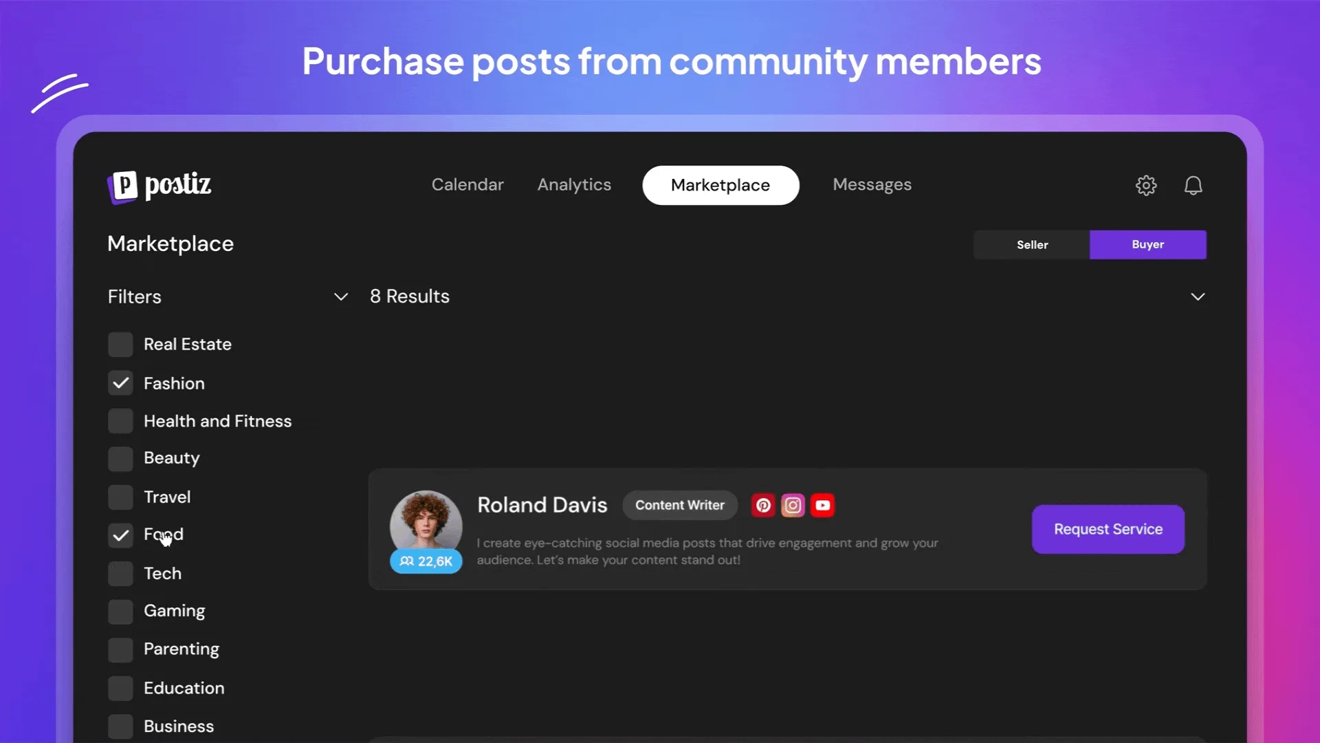 Buy and sell posts through the built-in creator marketplace