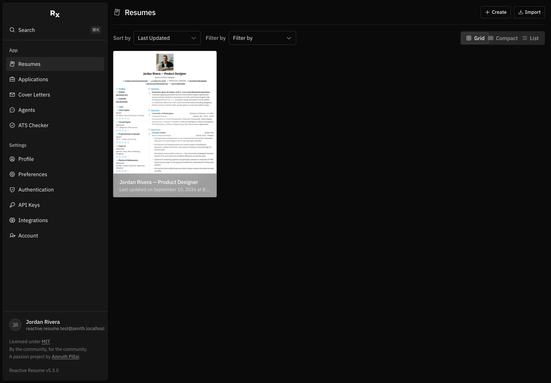 Keep resumes and cover letters together in your private career workspace