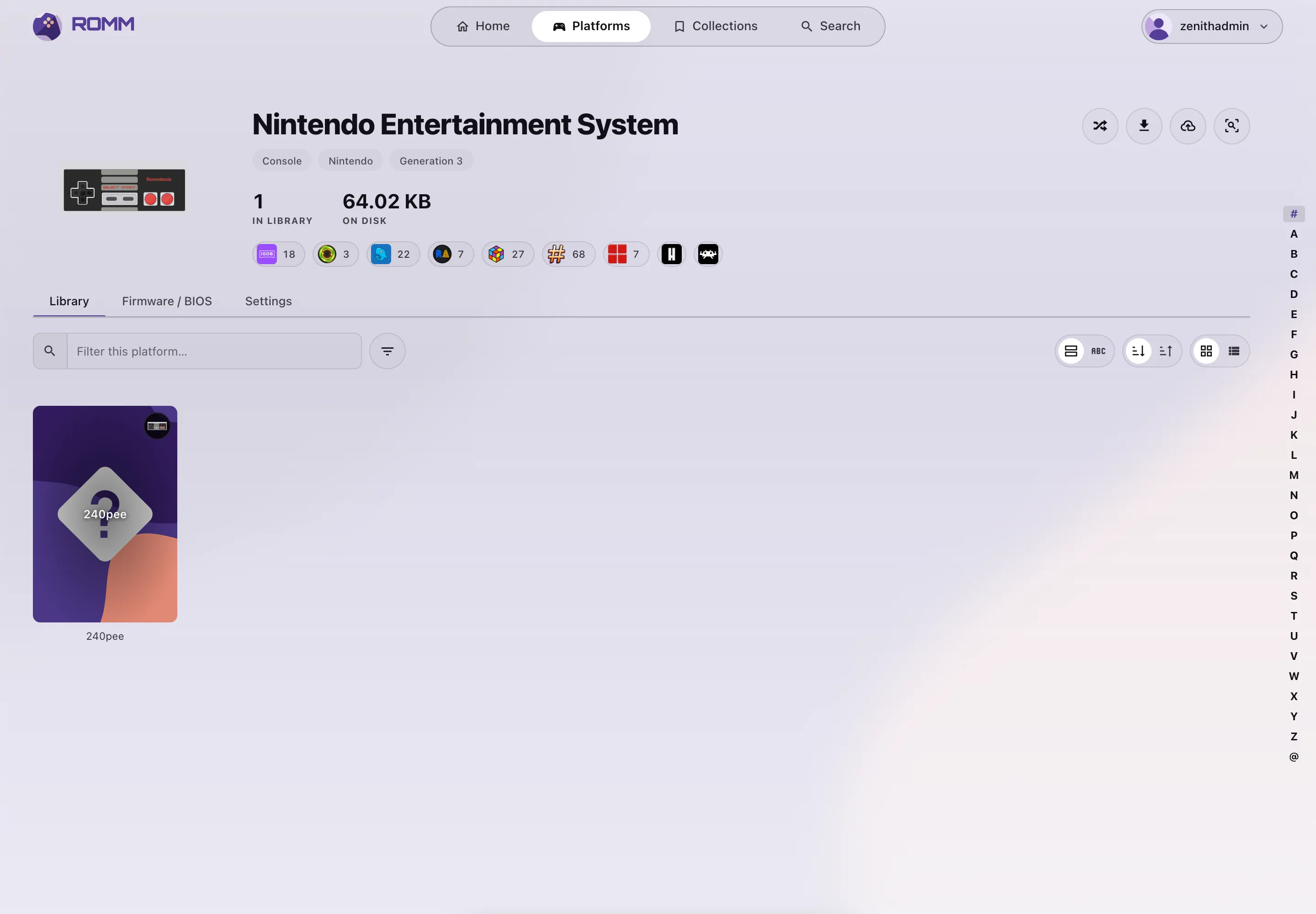 Browse a private game library by platform and open a title's details.