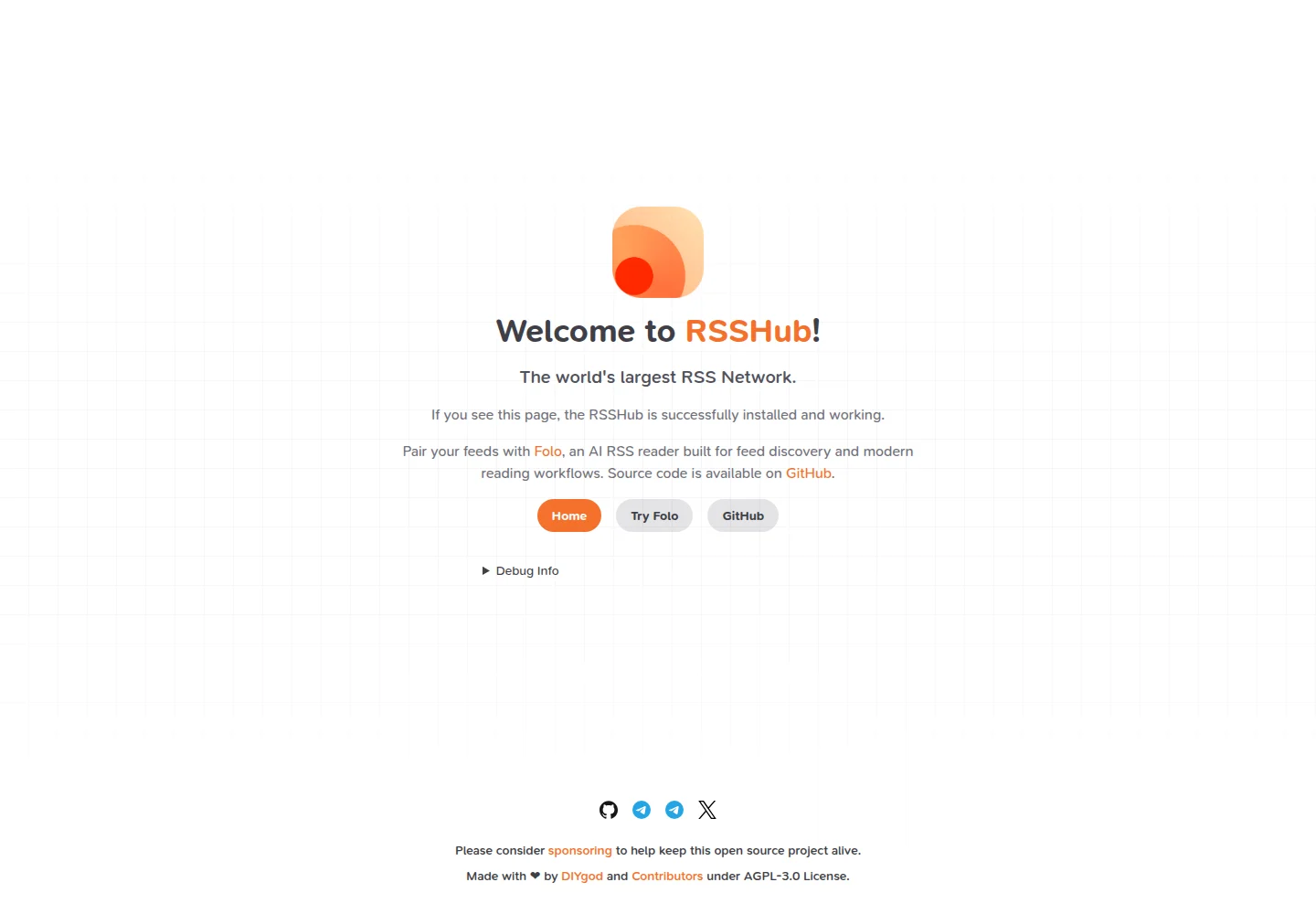 Open RSSHub and its documentation links.
