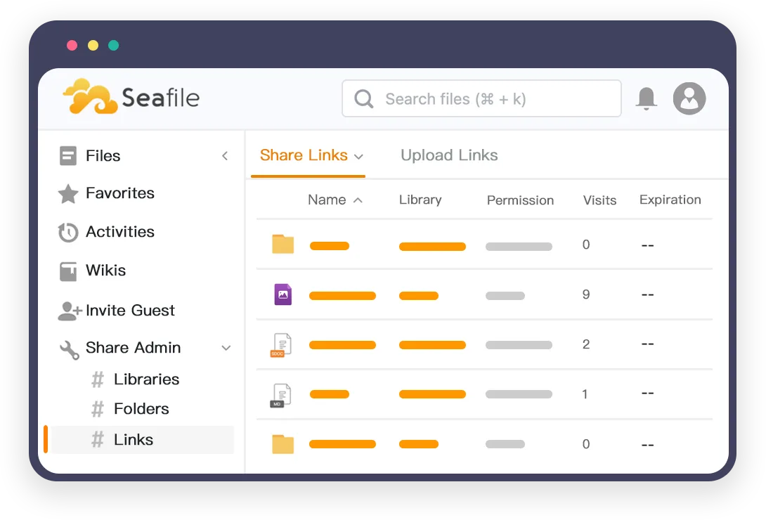 Share files and folders with links, granular permissions and link expiry