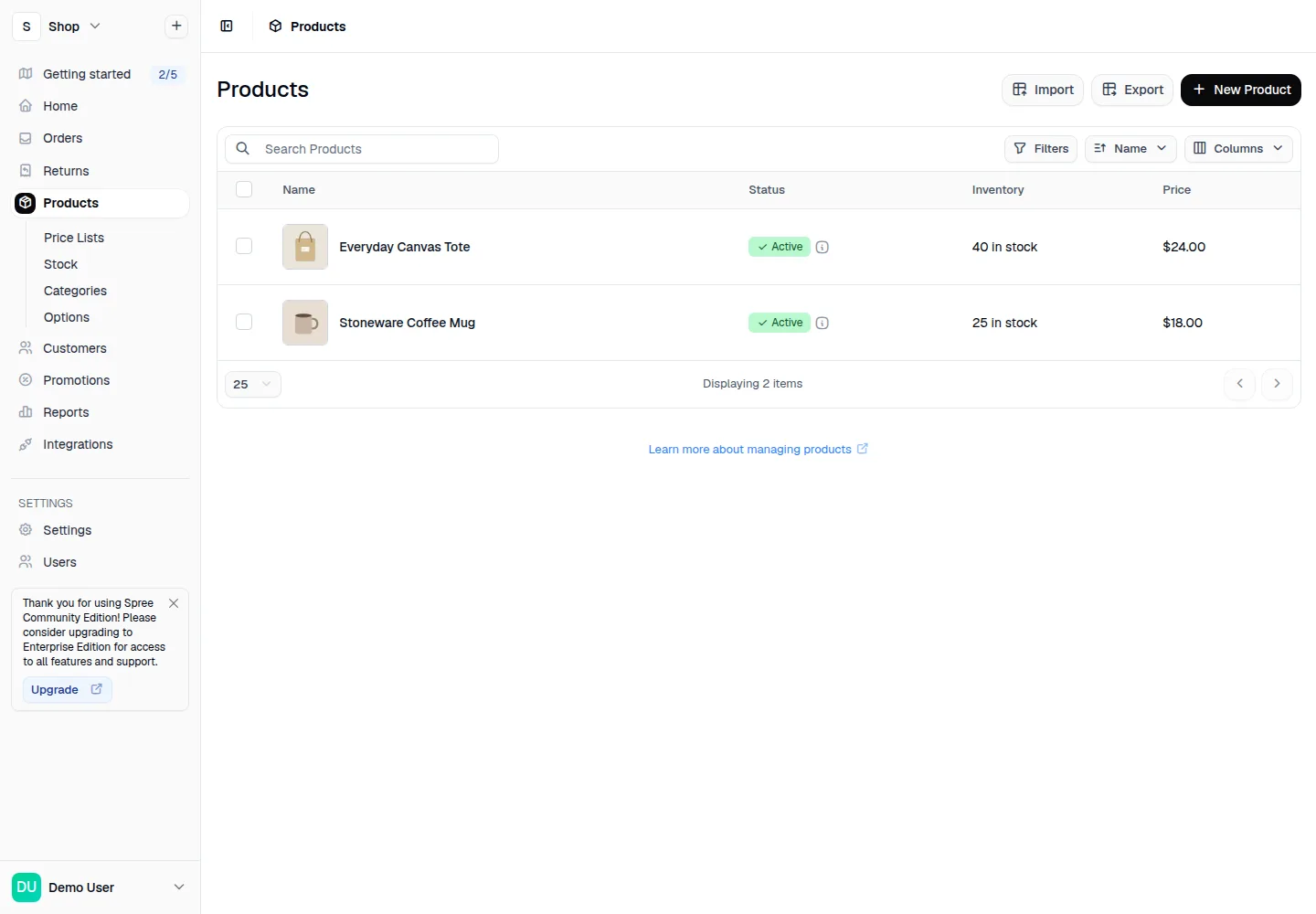Manage a catalogue of products and prices.
