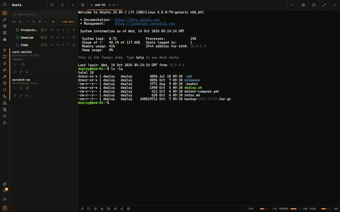 Run SSH sessions in the browser with tabs and split views