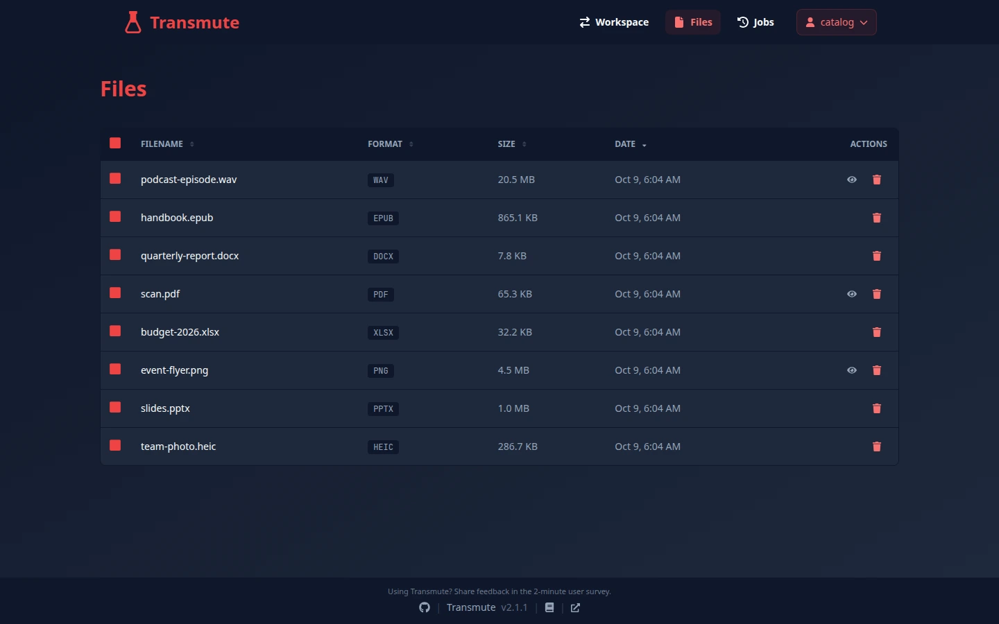 Sources and uploads stay organized in your file library