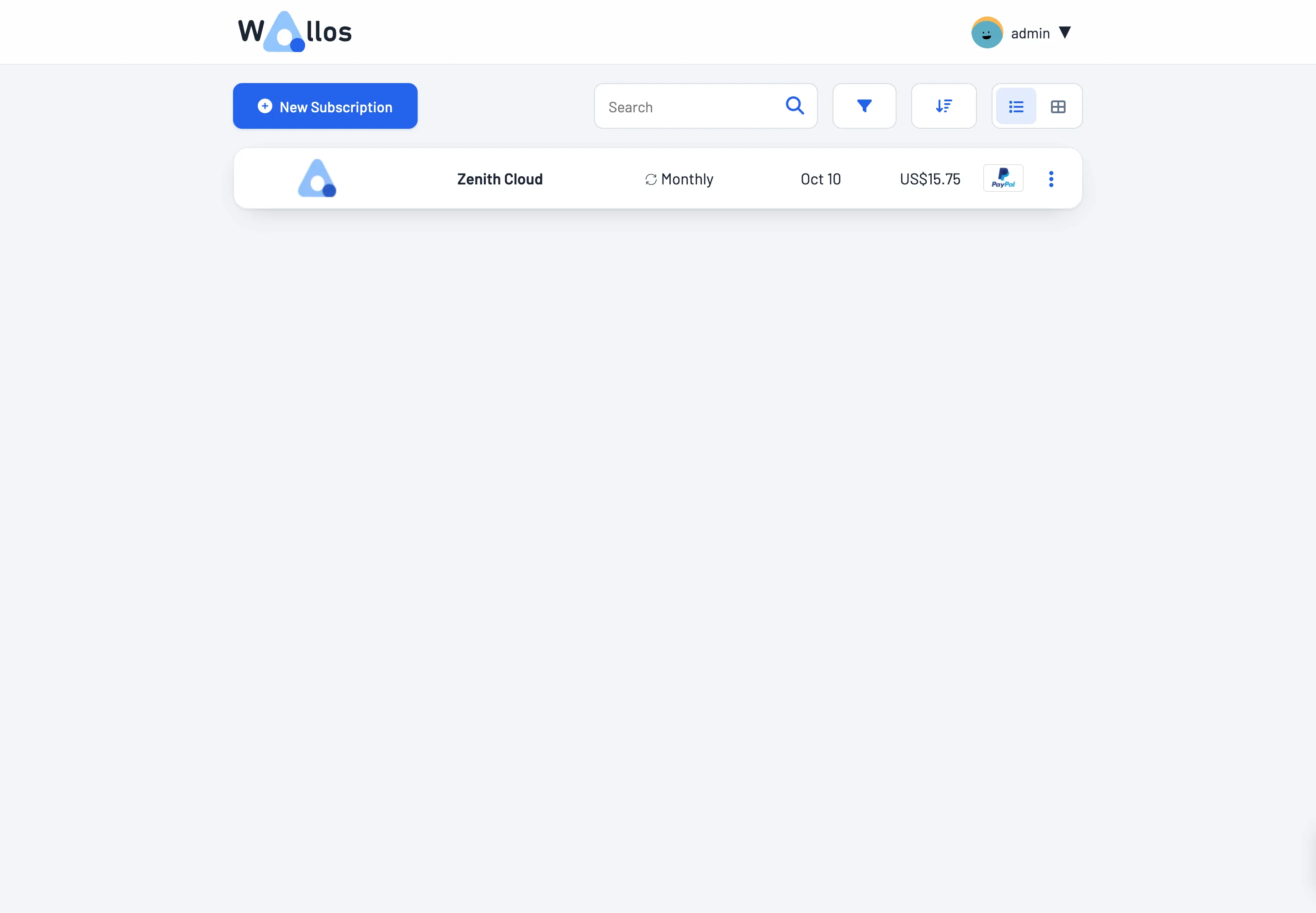 Track recurring services, renewal dates, prices, and payment methods