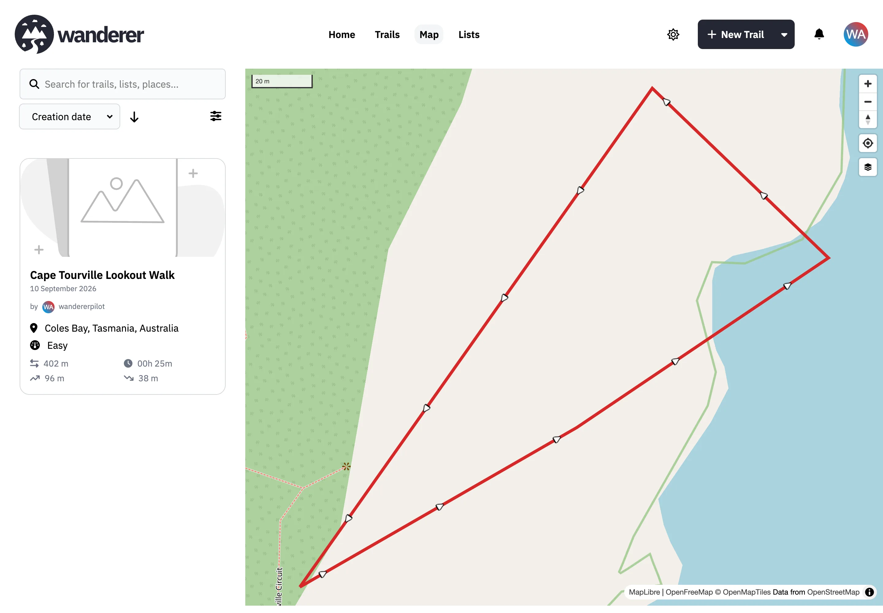 Explore saved trails together on the interactive map.